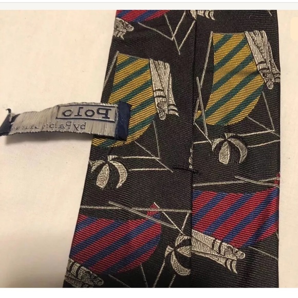 VTG Rare Beach Chair Pattern Tie By Ralph Lauren - Picture 5 of 5